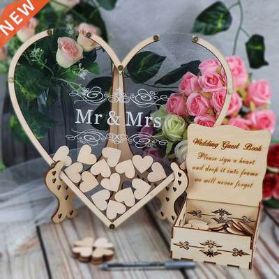 Heart shape Transparent Wedding guest book Decoration Rustic