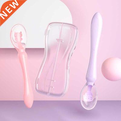 Soft Silicone Baby Spoon with Storage Box Temperature Sensin