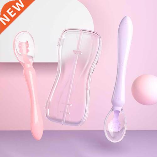 Soft Silicone Baby Spoon with Storage Box Temperature Sensin