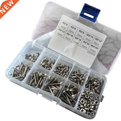 Fastener Hardware 340pcs M3 Button Head Hex Socket Screw Bol