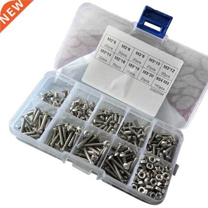 Fastener Hardware 340pcs M3 Button Head Hex Socket Screw Bol