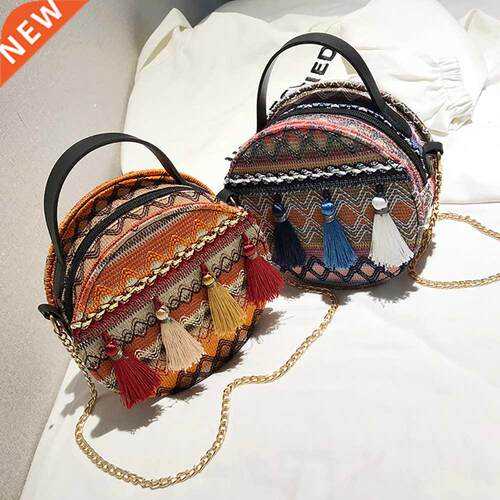 2022 Women Straw Bags Rattan Woven Beach Shoulder Bags