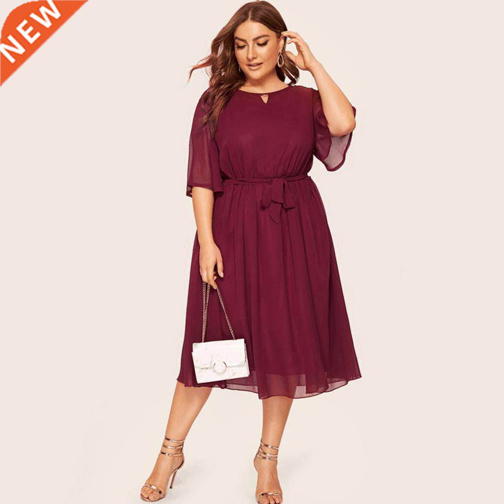 Summer Plus Size Dresses for Women Casual O Neck Half Sleeve图片