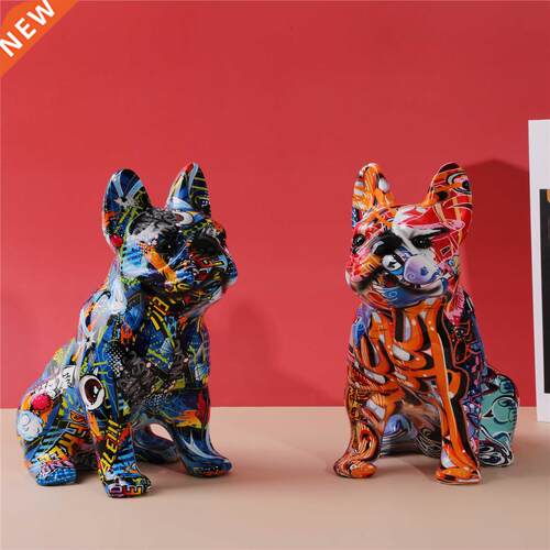 Nordic Painting Art Graffiti Bulldog Dog Creative Resin Craf