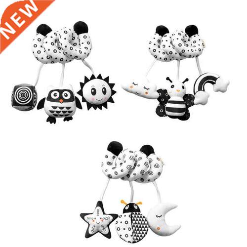 Soft Animal Bell Rattle for Baby Black & White Eye Sensi