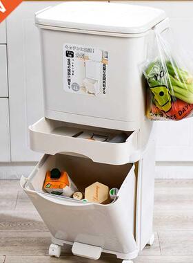 38/42L Large Capacity Trash Can 2/3 Layers Double Deck