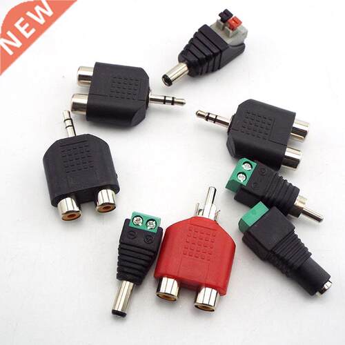 1pcs .5mm plug to 2 RCA jack adapter male to female .5 to