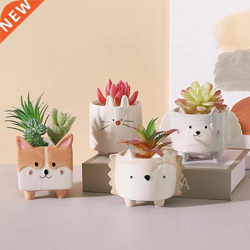 Cute Hedgehog Rabbit Ceramic Flowerpot Succulent Planter