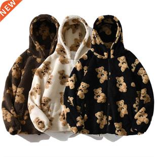 Women	s sweatshirt Winter Plush Little bear Zipper Lo