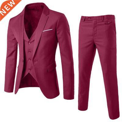 3 Pcs Men Sprng Classc Blazers Sut Sets Clothng Men Bus