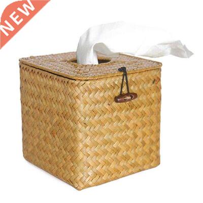 Vintage Handcraft Rattan Tissue Box Seagrass Napkin Holder