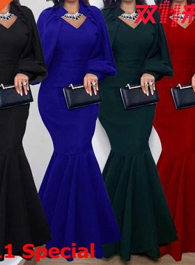 S-XXXL Large Size Irregular Fish Tail Lies African Dress裙