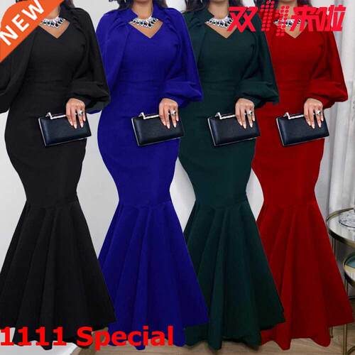 S-XXXL Large Size Irregular Fish Tail Lies African Dress裙