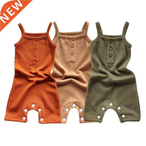2022 New Baby Waffle Rompers Summer Cotton Newborn Bodysuits