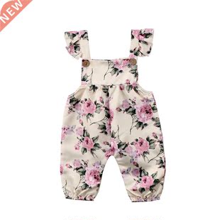 Toddler Baby Girls Flower Strap Romper Newborn Kids Sleevele