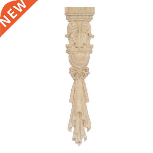 38*8cm Vintage European Unpainted Wood Carved Decal Corner O