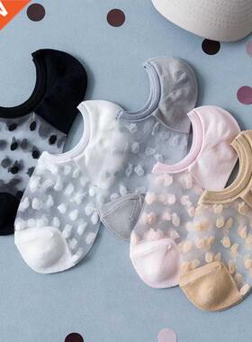 Soft Women Lace Boat Socks Invisible Socks 1 Pair Thin Cryst