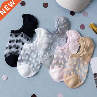 Soft Women Lace Boat Socks Invisible Socks 1 Pair Thin Cryst