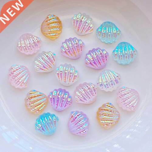 100Pcs New Cute Mini Shiny Shell Resin Figurine Crafts Flatb