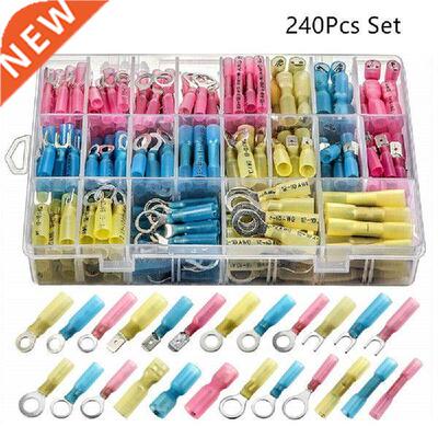 240pcs Heat Shrink Solder Wire Connectors Insulated Crimp