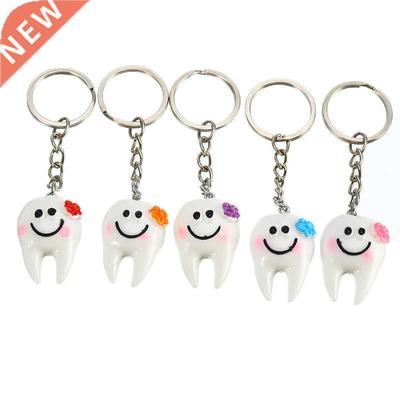 1/5/10Pcs Dental Simulation Pendant Tooth Keychain Lovely Ca