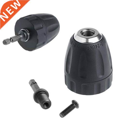 1 PC Black Keyless Drill Chuck Converter 3/8 24UNF + 1/4 H