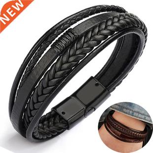 2020 leather bracelet men bangles for mens Magnetic-Clasp