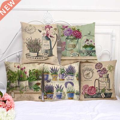 Colorful Flower Cushion Lavender Decorative Floral Pillows D