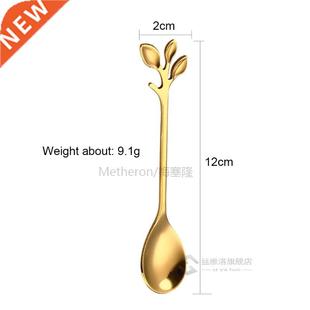 2 Colors Stainless Steel Leaves Spoon k Spoon Coffee Tea Spo