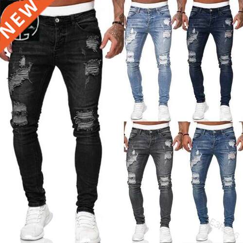 2021 Mens Jeans Ripped Skinny Trousers Man Pants Men 牛仔裤
