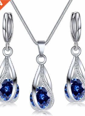 Fashion Silver Color Necklace Earrings Cubic Zirconia Jewelr