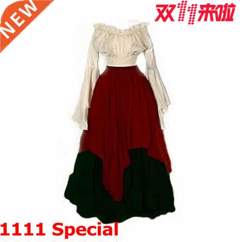 Medieval women's long sleeve fashionable dress dress中世纪裙