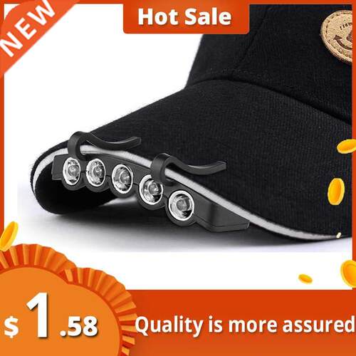 Hot Sell Night Safe Clip-on 5 Leds Head Cap/Hat Brim Light
