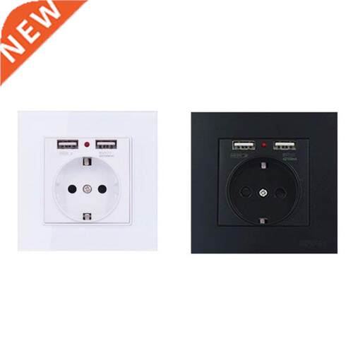 EU Standard Modern Wall Electrical Power Socket with Dual Us