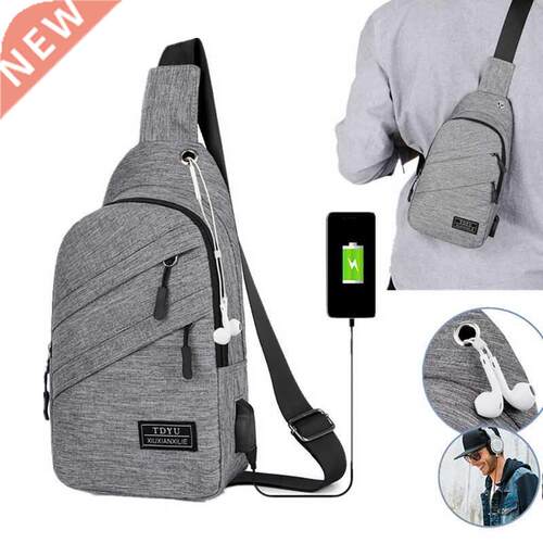 USB Chging Oxford Crossbody Bag Men Anti-theft Chest Pack