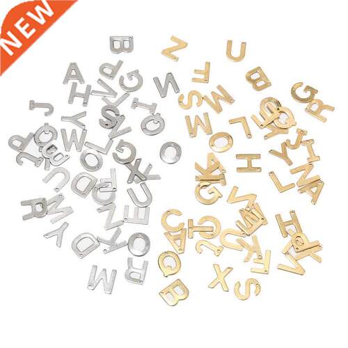 100pcs Random Stainless Steel A-Z Letter Gold Charms Alphab