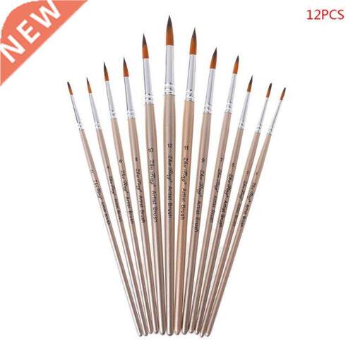 12pcs/set Spike Paint Brushes Fine Nylon Hair Watercolor Gou
