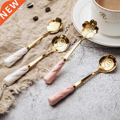 Ceramic Handle Tea Coffee Mixing Spoon Flowers Design Spoon