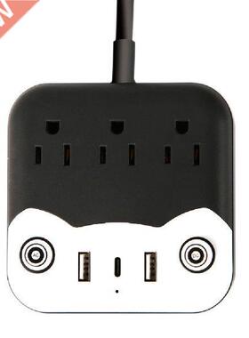 Power Strip 1200W Surge Protector With 3 Outlets And 3 USB