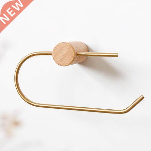 1pcs Nordic Bathroom Roll Holder Brass Solid Wood Wall Hangi