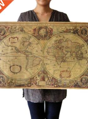 71x50cm Retro Vintage Old Globe World Map Matte Brown Paper
