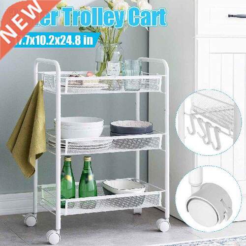 -Tier Kitchen Trolley Rolling Utility Cart Storage Rack
