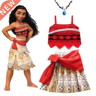2022 Girls Moana Cosplay Costume for Kids Vaiana Princess Dr