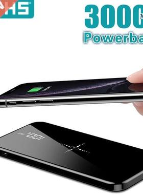 Wireless 0000mAh Power Bank Dual USB Mirror Screen Wirele