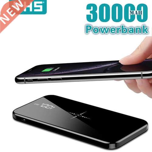 Wireless 0000mAh Power Bank Dual USB Mirror Screen Wirele