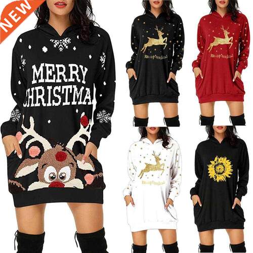New Christmas Dress Women Faion Christmas Hoodie Bag Hip