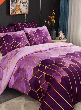Geometry Euro Double Bed Linen 2 People Bedding Set Luxury D