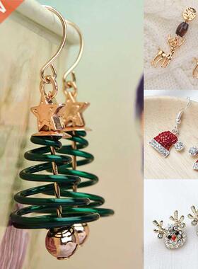 New rendy Statement Christmas ree Earrings For Women Santa C
