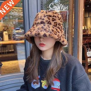 Autumn Winter Panama Hat for Women Faux Fur Bucket Hats Cow