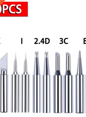 10Pcs Pure Copper Soldering Iron Tips I+B+K+2.4D+3C Lead-Fre
